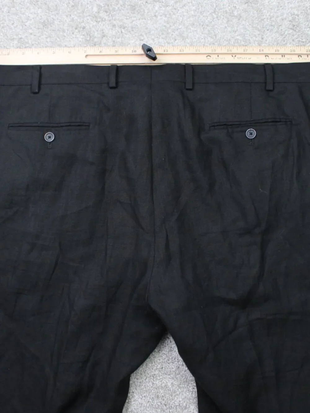 Joseph Abboud Heritage Pants Mens 44x32 Black Leomaster 100% Linen Flat Front